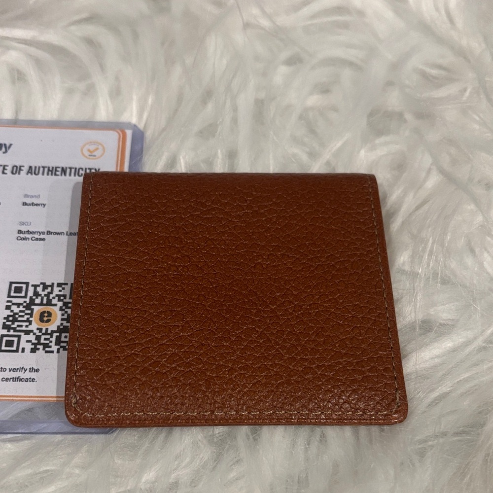 Burberrys Vintage Brown Pebbled Leather Coin Case Wallet-NWOT-Authentic - Picture 2 of 9